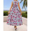 ZESICA Women’s Summer Boho Floral Sleeveless Midi Dress 2026 V Neck Elastic High Waist Flowy Casual Beach Long Dresses(Sky Blue)