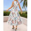 ZESICA Women’s Summer Boho Floral Sleeveless Midi Dress 2026 V Neck Elastic High Waist Flowy Casual Beach Long Dresses(White)