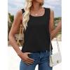 ZESICA Women’s Summer Casual Striped Tank Top Sleeveless Scoop Neck Loose Fit Color Block Tops 2026 Fashion Clothes(All Black)