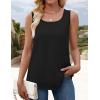ZESICA Women’s Summer Casual Striped Tank Top Sleeveless Scoop Neck Loose Fit Color Block Tops 2026 Fashion Clothes(All Black)