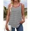 ZESICA Women’s Summer Casual Striped Tank Top Sleeveless Scoop Neck Loose Fit Color Block Tops 2026 Fashion Clothes(Black)
