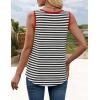 ZESICA Women’s Summer Casual Striped Tank Top Sleeveless Scoop Neck Loose Fit Color Block Tops 2026 Fashion Clothes(Black)
