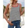 ZESICA Women’s Summer Casual Striped Tank Top Sleeveless Scoop Neck Loose Fit Color Block Tops 2026 Fashion Clothes(Black)