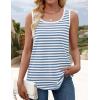ZESICA Women’s Summer Casual Striped Tank Top Sleeveless Scoop Neck Loose Fit Color Block Tops 2026 Fashion Clothes(Blue)