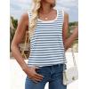 ZESICA Women’s Summer Casual Striped Tank Top Sleeveless Scoop Neck Loose Fit Color Block Tops 2026 Fashion Clothes(Blue)