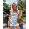 ZESICA Women’s Summer Casual Striped Tank Top Sleeveless Scoop Neck Loose Fit Color Block Tops 2026 Fashion Clothes(Blue)