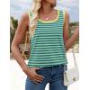ZESICA Women’s Summer Casual Striped Tank Top Sleeveless Scoop Neck Loose Fit Color Block Tops 2026 Fashion Clothes(Green)