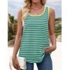 ZESICA Women’s Summer Casual Striped Tank Top Sleeveless Scoop Neck Loose Fit Color Block Tops 2026 Fashion Clothes(Green)