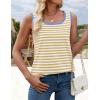 ZESICA Women’s Summer Casual Striped Tank Top Sleeveless Scoop Neck Loose Fit Color Block Tops 2026 Fashion Clothes(Khaki)