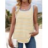 ZESICA Women’s Summer Casual Striped Tank Top Sleeveless Scoop Neck Loose Fit Color Block Tops 2026 Fashion Clothes(Khaki)