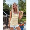ZESICA Women’s Summer Casual Striped Tank Top Sleeveless Scoop Neck Loose Fit Color Block Tops 2026 Fashion Clothes(Khaki)
