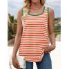 ZESICA Women’s Summer Casual Striped Tank Top Sleeveless Scoop Neck Loose Fit Color Block Tops 2026 Fashion Clothes(Orange)