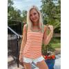 ZESICA Women’s Summer Casual Striped Tank Top Sleeveless Scoop Neck Loose Fit Color Block Tops 2026 Fashion Clothes(Orange)