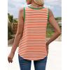 ZESICA Women’s Summer Casual Striped Tank Top Sleeveless Scoop Neck Loose Fit Color Block Tops 2026 Fashion Clothes(Orange)