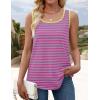 ZESICA Women’s Summer Casual Striped Tank Top Sleeveless Scoop Neck Loose Fit Color Block Tops 2026 Fashion Clothes(Pink)