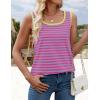 ZESICA Women’s Summer Casual Striped Tank Top Sleeveless Scoop Neck Loose Fit Color Block Tops 2026 Fashion Clothes(Pink)