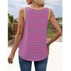 ZESICA Women’s Summer Casual Striped Tank Top Sleeveless Scoop Neck Loose Fit Color Block Tops 2026 Fashion Clothes(Pink)