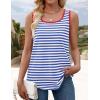 ZESICA Women’s Summer Casual Striped Tank Top Sleeveless Scoop Neck Loose Fit Color Block Tops 2026 Fashion Clothes(Royal)