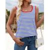 ZESICA Women’s Summer Casual Striped Tank Top Sleeveless Scoop Neck Loose Fit Color Block Tops 2026 Fashion Clothes(Royal)