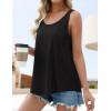 ZESICA Women’s Summer Eyelet Tank Tops Loose Trendy Scoop Neck Sleeveless Flowy Beach Vacation Shirts(Black)