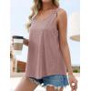 ZESICA Women’s Summer Eyelet Tank Tops Loose Trendy Scoop Neck Sleeveless Flowy Beach Vacation Shirts(Darkpink)