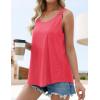 ZESICA Women’s Summer Eyelet Tank Tops Loose Trendy Scoop Neck Sleeveless Flowy Beach Vacation Shirts(Peach)