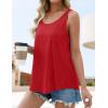 ZESICA Women’s Summer Eyelet Tank Tops Loose Trendy Scoop Neck Sleeveless Flowy Beach Vacation Shirts(Red)