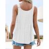 ZESICA Women’s Summer Eyelet Tank Tops Loose Trendy Scoop Neck Sleeveless Flowy Beach Vacation Shirts(White)