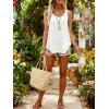 ZESICA Women’s Summer Eyelet Tank Tops Loose Trendy Scoop Neck Sleeveless Flowy Beach Vacation Shirts(White)