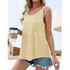 ZESICA Women’s Summer Eyelet Tank Tops Loose Trendy Scoop Neck Sleeveless Flowy Beach Vacation Shirts(Yellow)