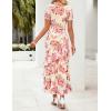 ZESICA Women’s Summer Floral Bodycon Maxi Dress 2026 Square Neck Mesh Ruffle Elegant Cocktail Wedding Party Long Dresses(Apricot)
