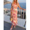 ZESICA Women’s Summer Floral Bodycon Maxi Dress 2026 Square Neck Mesh Ruffle Elegant Cocktail Wedding Party Long Dresses(Apricot)