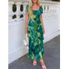 ZESICA Women’s Summer Floral Bodycon Maxi Dress 2026 Square Neck Mesh Ruffle Elegant Cocktail Wedding Party Long Dresses(Green)