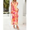 ZESICA Women’s Summer Floral Bodycon Maxi Dress 2026 Square Neck Mesh Ruffle Elegant Cocktail Wedding Party Long Dresses(Orange)