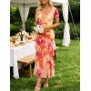 ZESICA Women’s Summer Floral Bodycon Maxi Dress 2026 Square Neck Mesh Ruffle Elegant Cocktail Wedding Party Long Dresses(Orange)