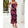 ZESICA Women’s Summer Floral Bodycon Maxi Dress 2026 Square Neck Mesh Ruffle Elegant Cocktail Wedding Party Long Dresses(Purple)