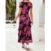 ZESICA Women’s Summer Floral Bodycon Maxi Dress 2026 Square Neck Mesh Ruffle Elegant Cocktail Wedding Party Long Dresses(Purple)