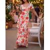ZESICA Women’s Summer Floral Bodycon Maxi Dress 2026 Square Neck Mesh Ruffle Elegant Cocktail Wedding Party Long Dresses(Vintage Pink)