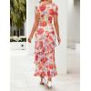 ZESICA Women’s Summer Floral Bodycon Maxi Dress 2026 Square Neck Mesh Ruffle Elegant Cocktail Wedding Party Long Dresses(Vintage Pink)