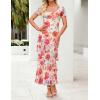 ZESICA Women’s Summer Floral Bodycon Maxi Dress 2026 Square Neck Mesh Ruffle Elegant Cocktail Wedding Party Long Dresses(Vintage Pink)