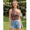 ZESICA Womens Summer Floral Going Out Tank Tops 2026 Off Shoulder Slim Fit Y2K Crop Mesh Top Beach Vacation Outfits(Floral Black)