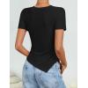 ZESICA Women’s Summer Going Out Ruched Tops 2026 Dressy Casual Short Sleeve Ribbed Asymmetrical Shirts(Black)