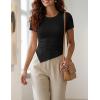 ZESICA Women’s Summer Going Out Ruched Tops 2026 Dressy Casual Short Sleeve Ribbed Asymmetrical Shirts(Black)