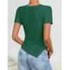 ZESICA Women’s Summer Going Out Ruched Tops 2026 Dressy Casual Short Sleeve Ribbed Asymmetrical Shirts(Green)