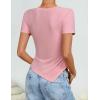 ZESICA Women’s Summer Going Out Ruched Tops 2026 Dressy Casual Short Sleeve Ribbed Asymmetrical Shirts(Pink)