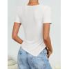 ZESICA Women’s Summer Going Out Ruched Tops 2026 Dressy Casual Short Sleeve Ribbed Asymmetrical Shirts(White)
