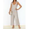 ZESICA Women’s Summer Loose Sleeveless Jumpsuits Linen Adjustable Straps Oversized Wide Leg Long Overall Rompers with Pockets(Apricot)