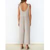 ZESICA Women’s Summer Loose Sleeveless Jumpsuits Linen Adjustable Straps Oversized Wide Leg Long Overall Rompers with Pockets(Apricot)