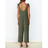 ZESICA Women’s Summer Loose Sleeveless Jumpsuits Linen Adjustable Straps Oversized Wide Leg Long Overall Rompers with Pockets(Army Green)