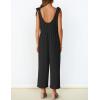 ZESICA Women’s Summer Loose Sleeveless Jumpsuits Linen Adjustable Straps Oversized Wide Leg Long Overall Rompers with Pockets(Black)